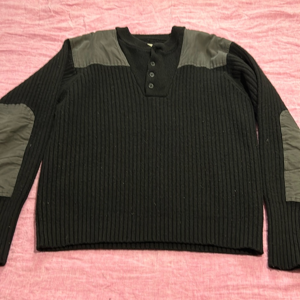 LL Bean military style sweater 100% Merino Wool